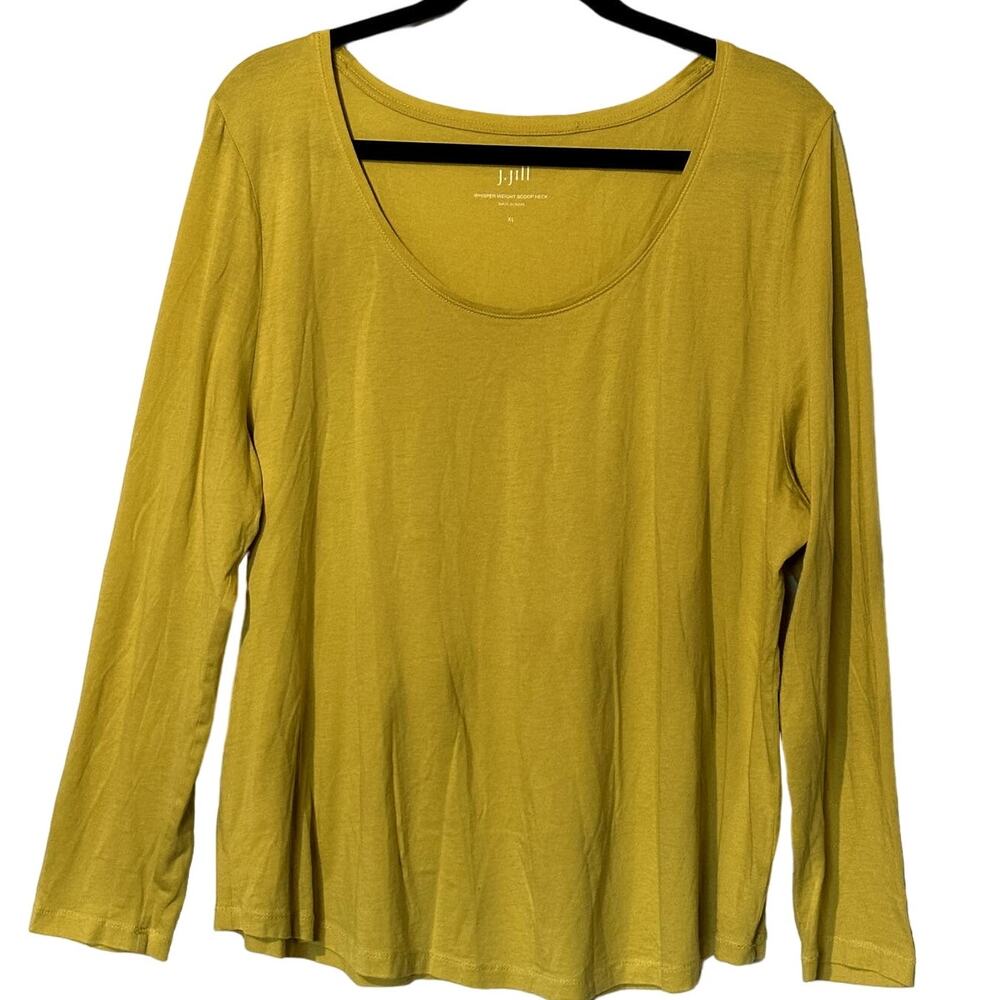 J.Jill Whisper Weight Scoop Neck Long Sleeve Pima Cotton Yellow Top Women's XL